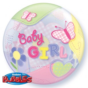 Baby Girl Butterflies & Stitches Bubble Balloon 